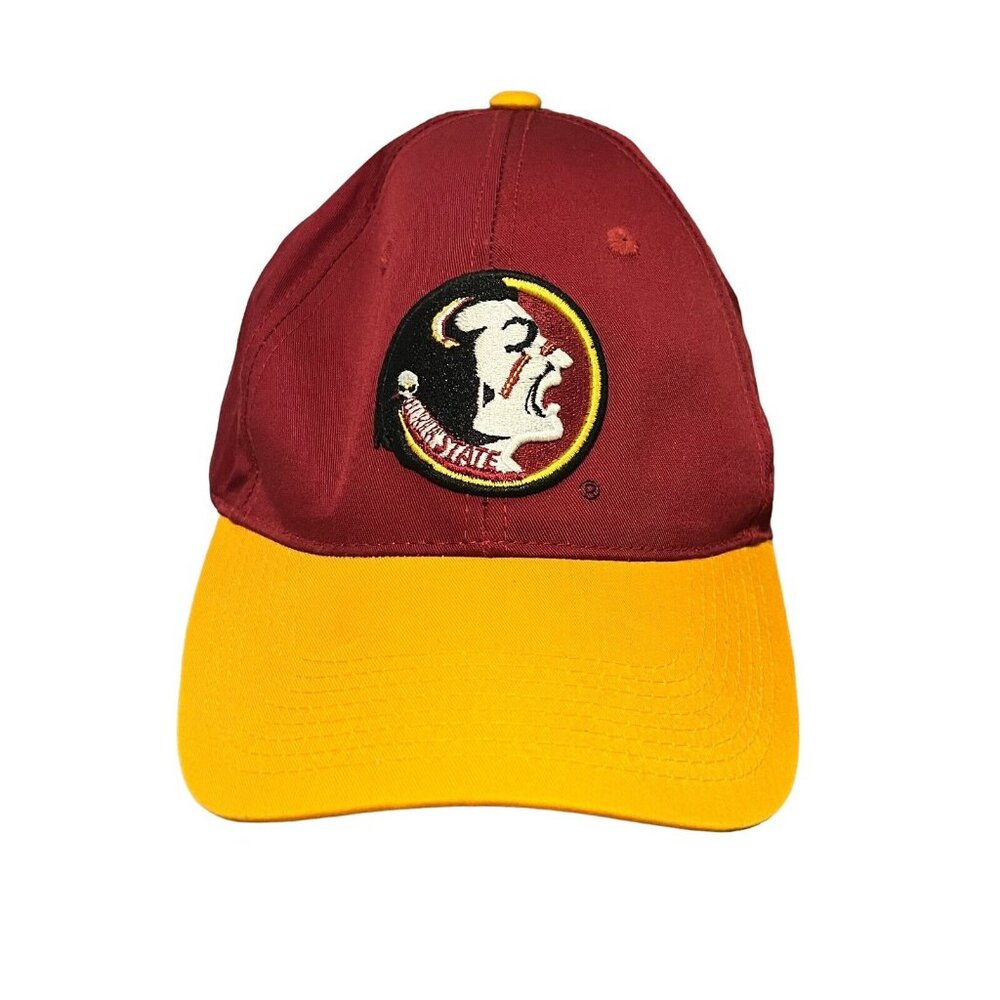 Florida State Seminoles Hat Snapback Vintage Red Wine Yellow Blockhead Logo Cap